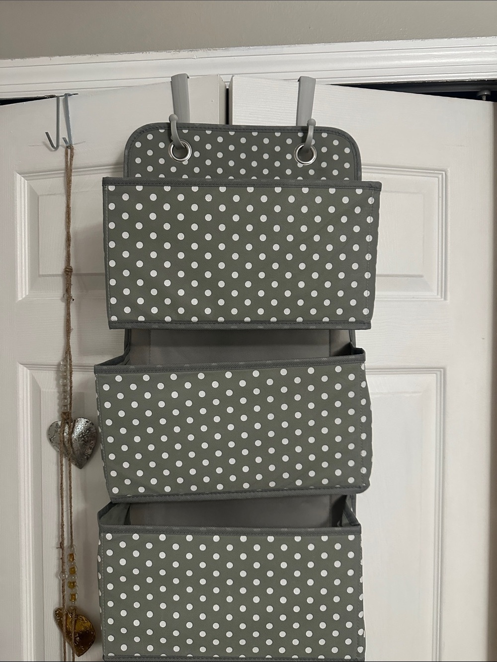 Over-the-Door Polka Dot Hanging Organizer  for baby- Gray NWT